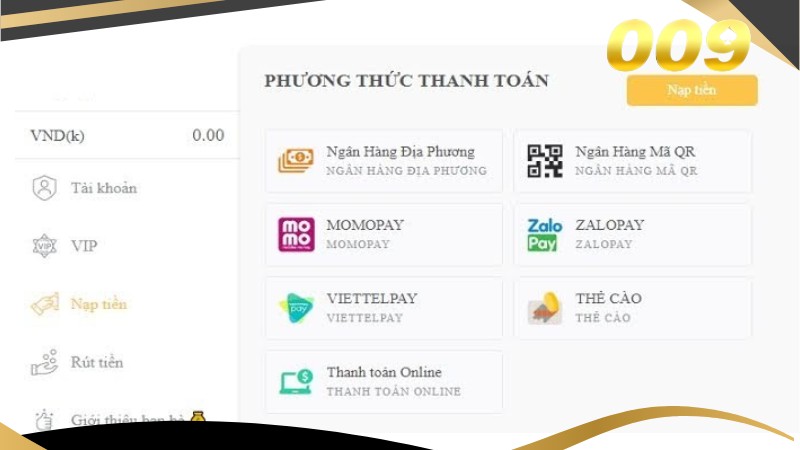 Tổng hợp các phương thức nạp tiền 009 phổ biến nhất